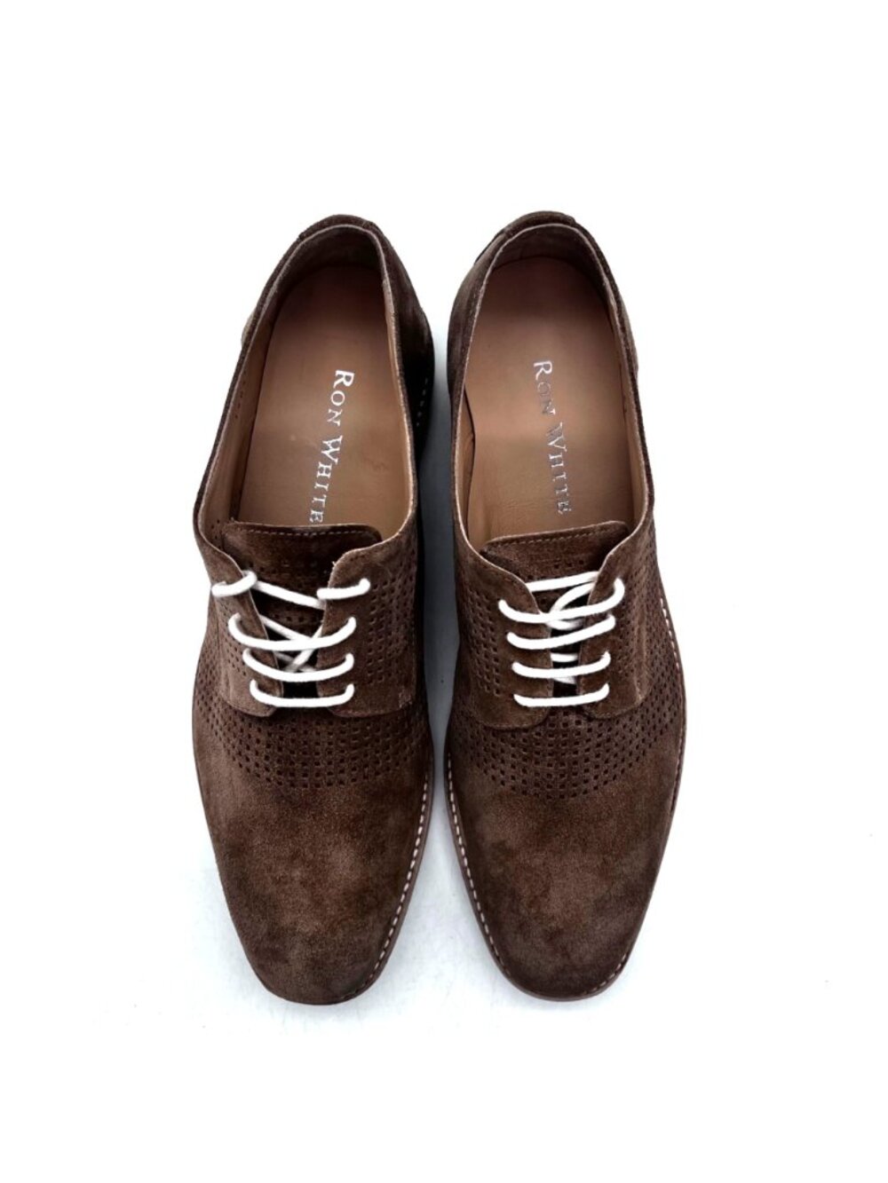 Ron White Mens Brown Suede Leather Derby Shoes Size 8 Made In Italy Extralight - Picture 4 of 12
